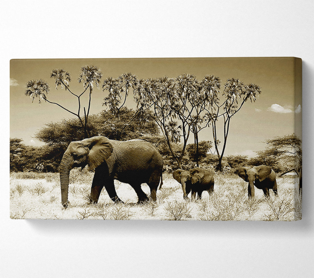  A Canvas Print of Elephant Family Canvas Wall Art