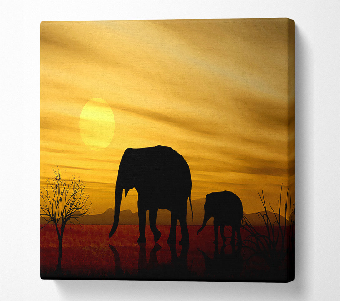  A Canvas Print of Elephant Safari Desert Canvas Wall Art