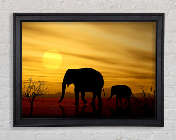 Elephant Safari Desert Framed Print