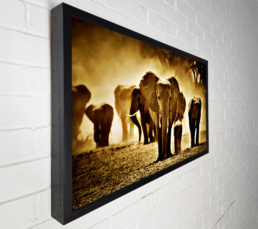  A Canvas Print of Elephant Stampede Canvas Art