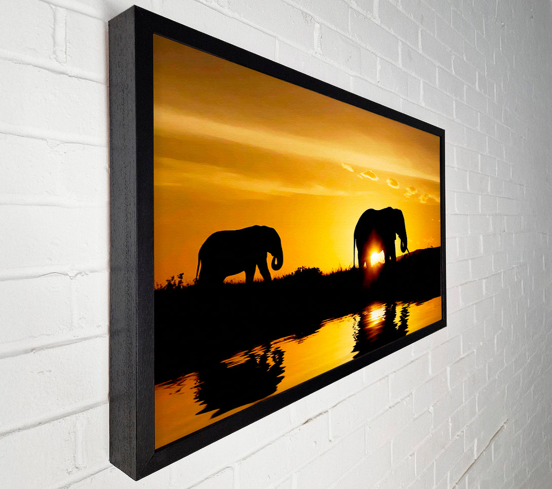  A Canvas Print of Elephants Watering Hole Canvas Print