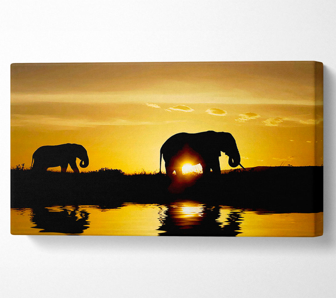  A Canvas Print of Elephants Watering Hole Canvas Print