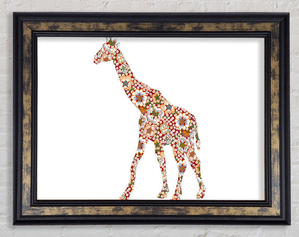 Flower Giraffe Framed Print