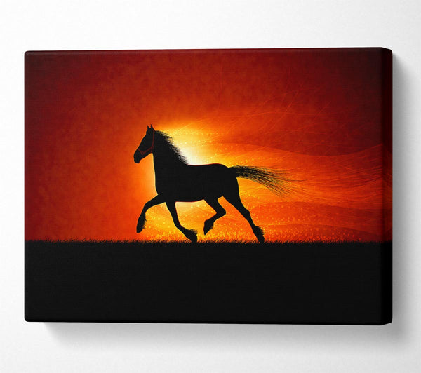  A Canvas Print of Running Horse Sunset Blaze Canvas Art