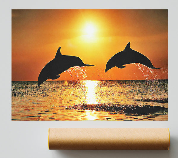 Sunset Dolphins Giclee Print