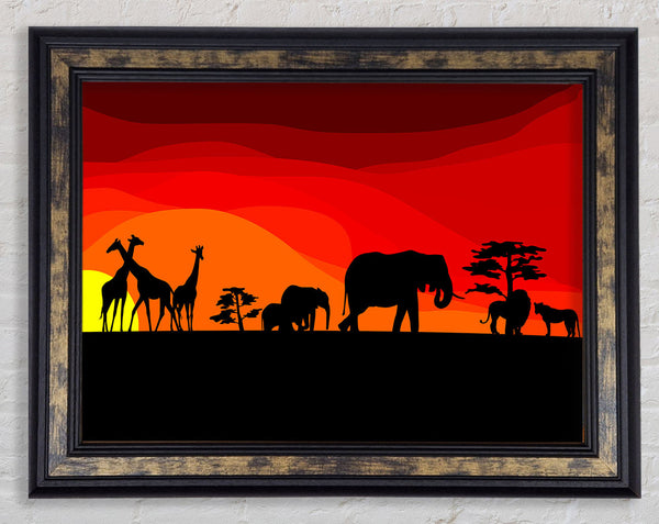 Sunset Safari Framed Print