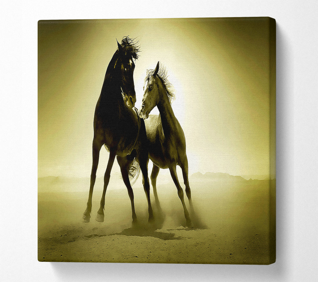  A Canvas Print of The Love Of Horses Sepia Canvas Wall Art