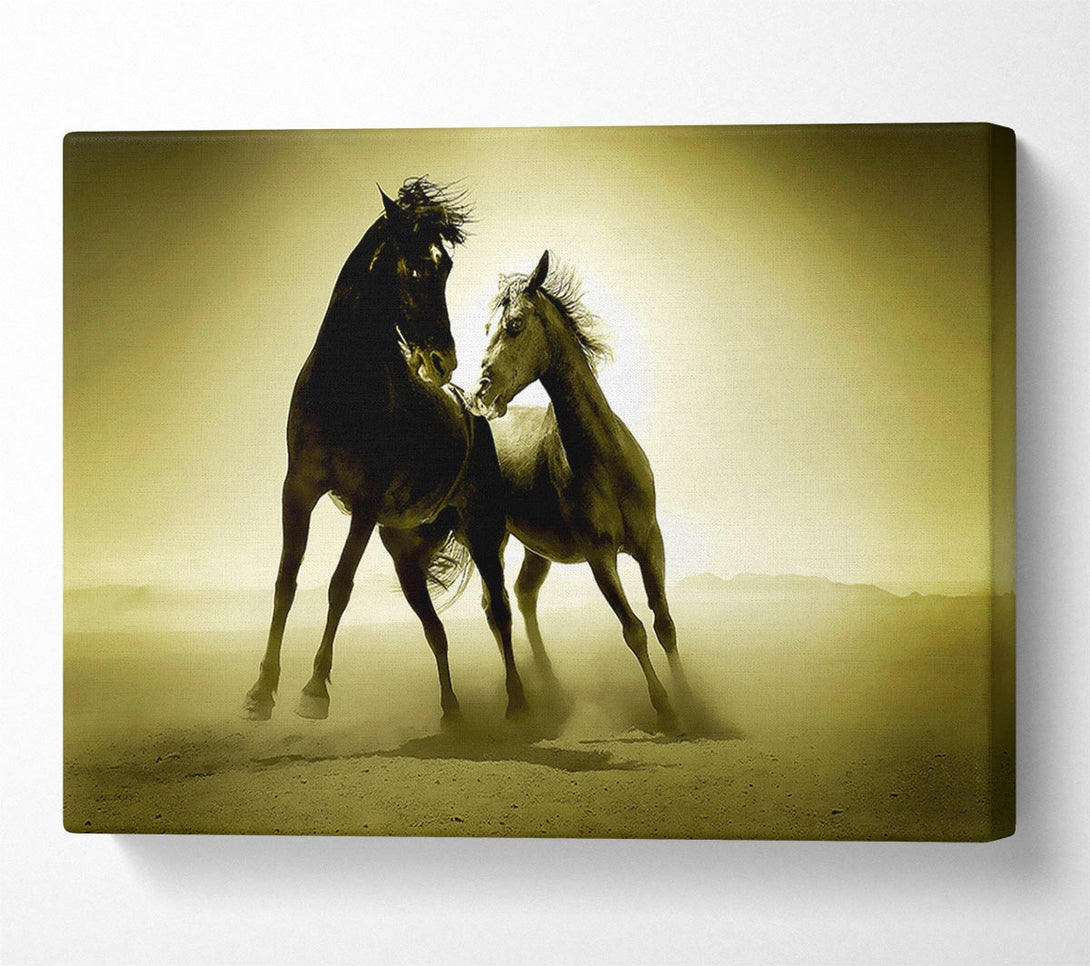  A Canvas Print of The Love Of Horses Sepia Canvas Wall Art