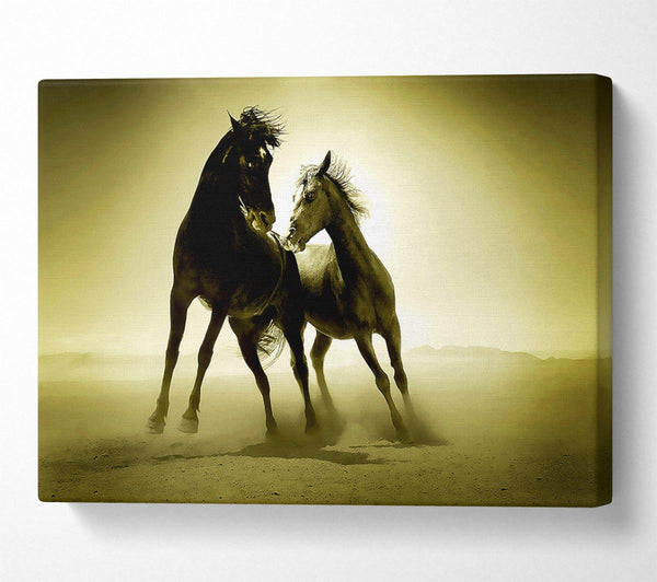 A Canvas Print of The Love Of Horses Sepia Canvas Wall Art