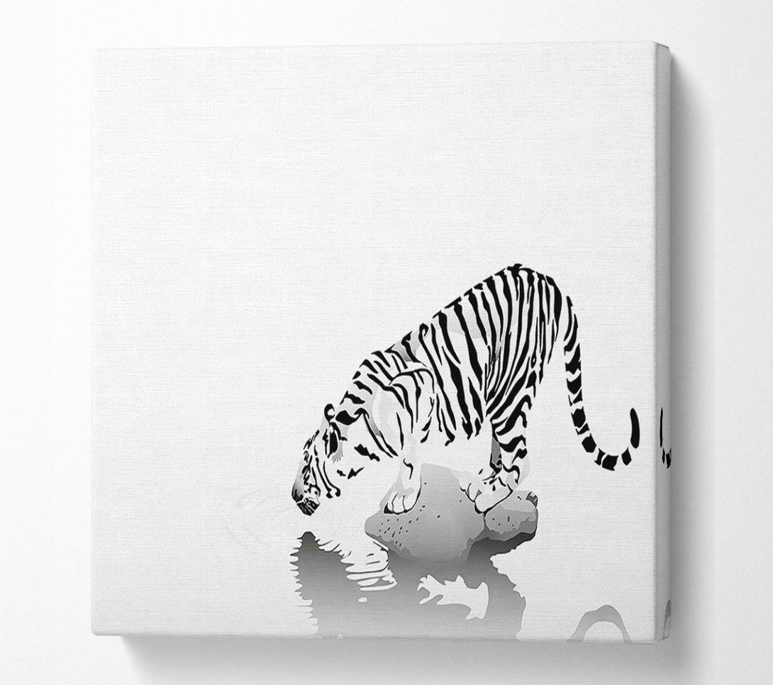  A Canvas Print of Tiger Drinking Canvas Print