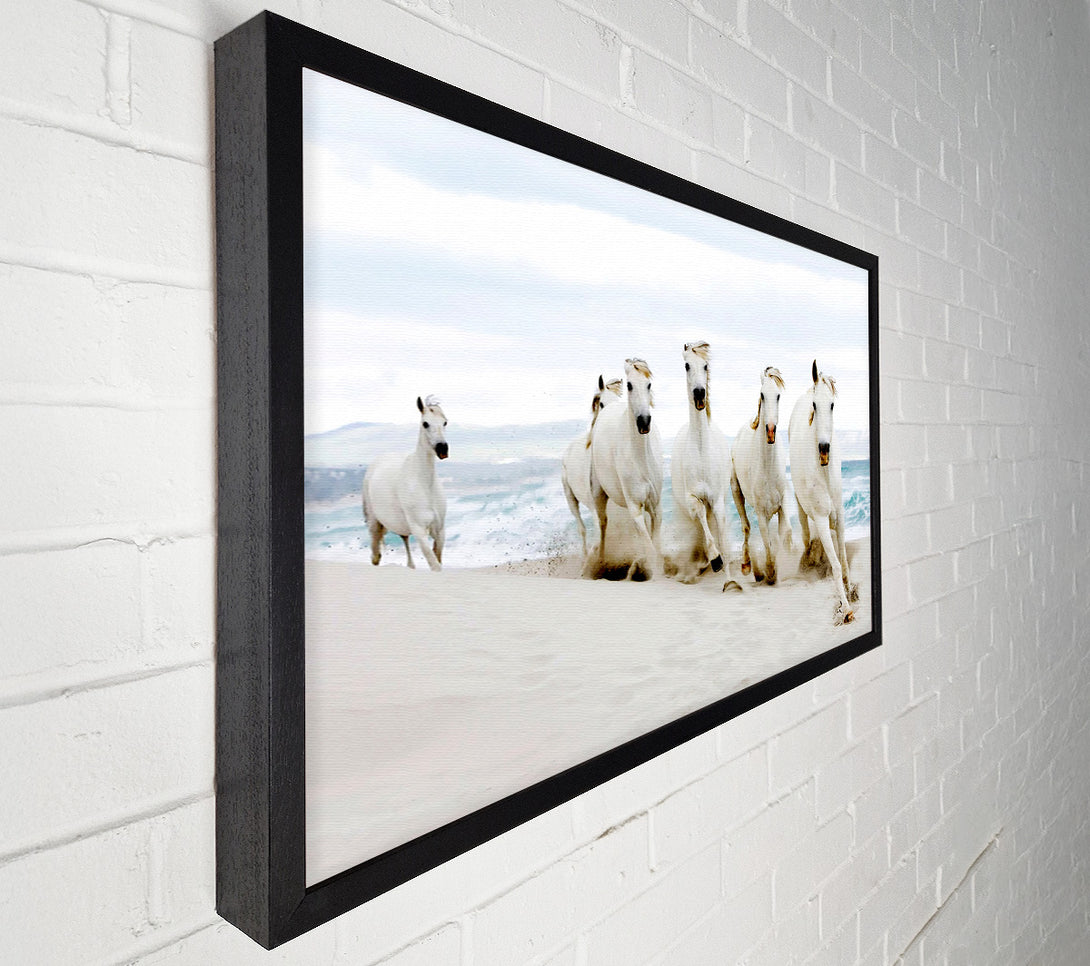  A Canvas Print of White Ocean Horses Canvas Print