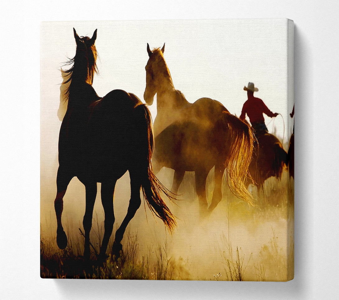  A Canvas Print of Wild Horses At Sunset Canvas Wall Art