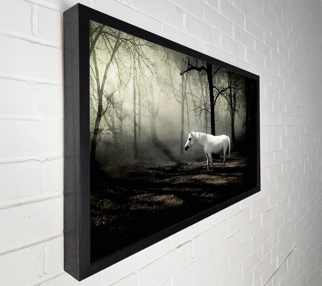  A Canvas Print of Wild White Unicorn In The Woodland Canvas Art