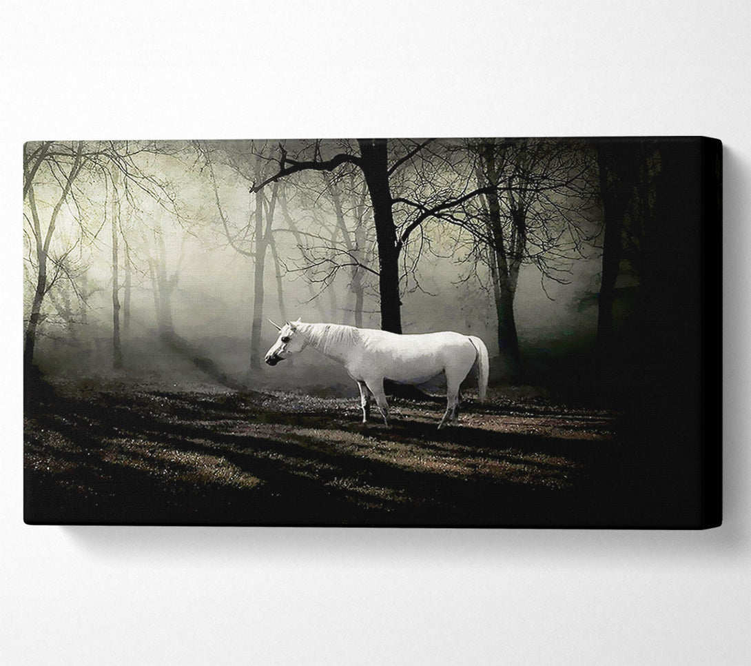  A Canvas Print of Wild White Unicorn In The Woodland Canvas Art