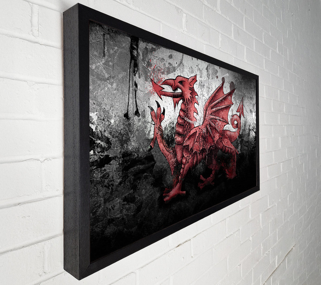  A Canvas Print of Welsh Dragon Grunge Canvas Wall Art