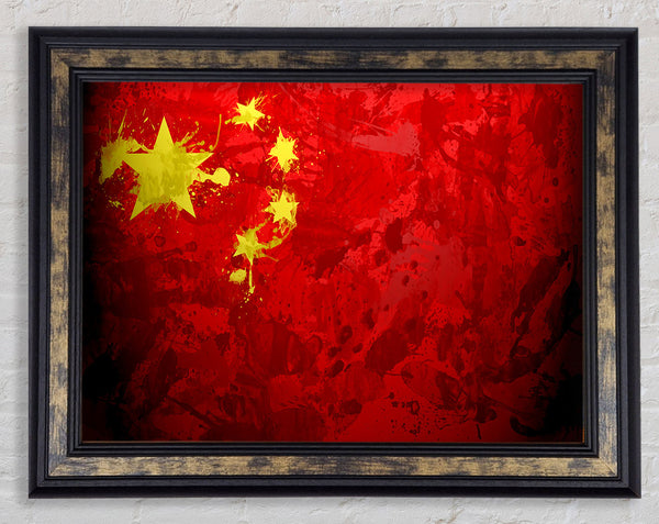 China Flag Grunge Framed Print