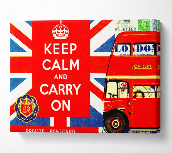 A Canvas Print of Uk Flag And Bus Canvas Wall Art