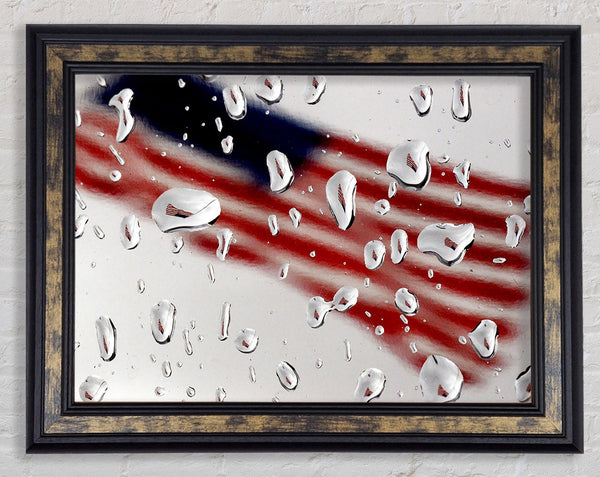American Flag Droplet Framed Print