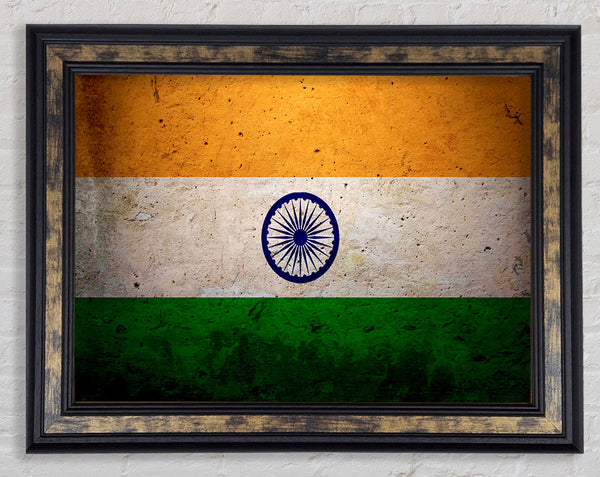 Indian Grunge Flag Framed Print