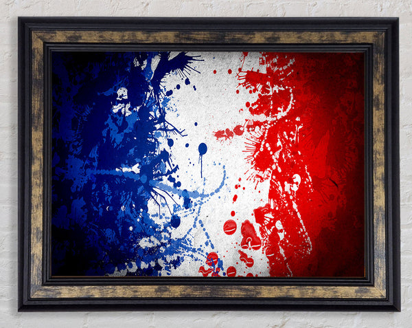 French Flag Grunge Framed Print