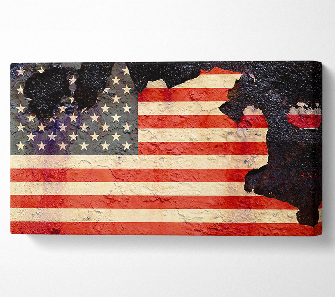  A Canvas Print of American Flag Cracked Canvas Art