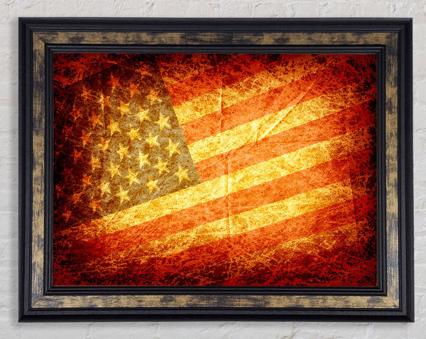 Stars And Stripes Grunge Framed Print