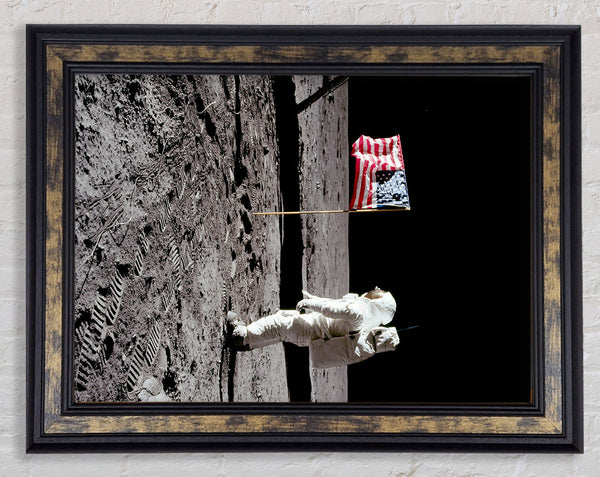 Buzz Salutes The American Flag Framed Print