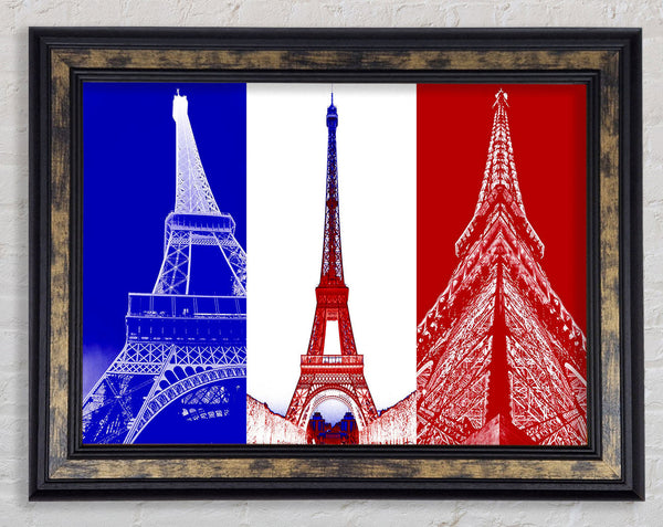 Eiffel Tower French Colours Framed Print