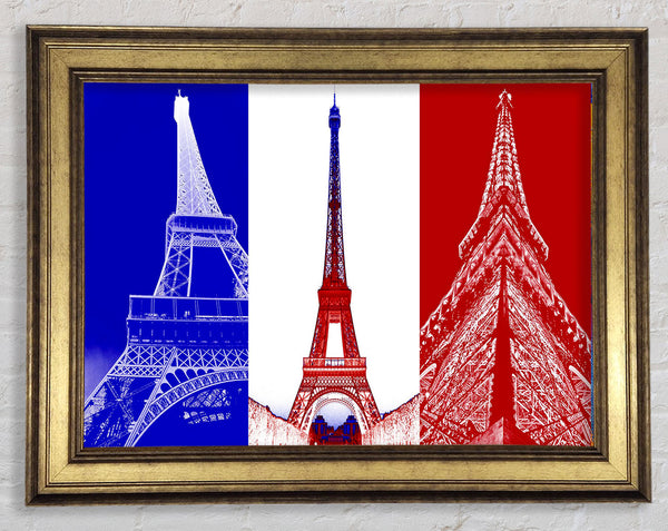 Eiffel Tower French Colours Framed Print