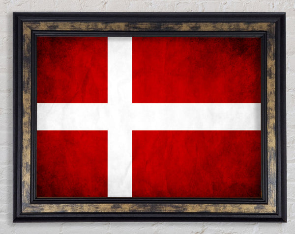 Denmark Flag Grunge Framed Print