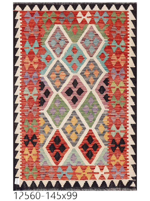 Maimana Afghanistan Kilim Rug - 145 x99 cm