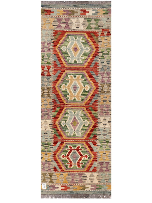 Maimana Afghanistan Kilim Rug - 187 x67 cm