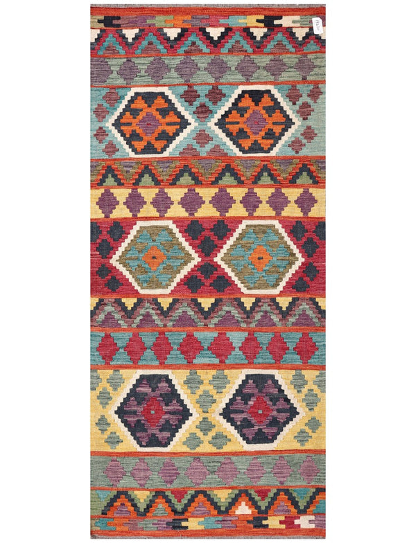 Maimana Afghanistan Kilim Rug - 200 x88 cm