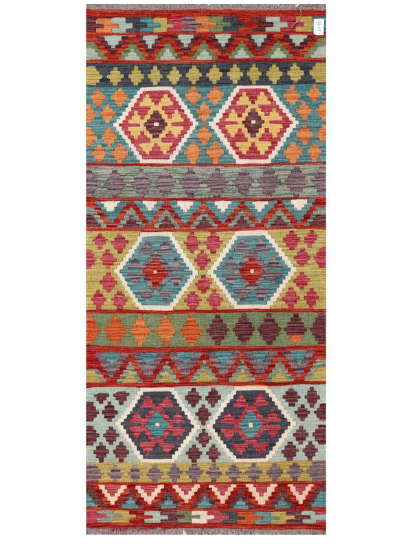 Maimana Afghanistan Kilim Rug - 192 x87 cm