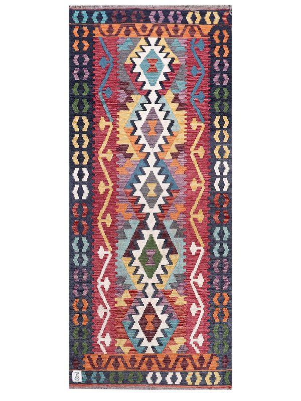 Maimana Afghanistan Kilim Rug - 197 x82 cm