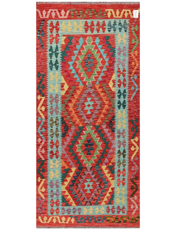 Maimana Afghanistan Kilim Rug - 192 x88 cm