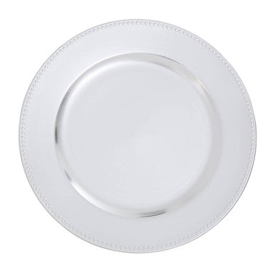 Dia Silver Charger Plate With Dotted Rim