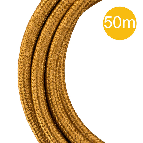 Bailey 142556 - Textile Cable 2C Metallic Gold 50M Roll