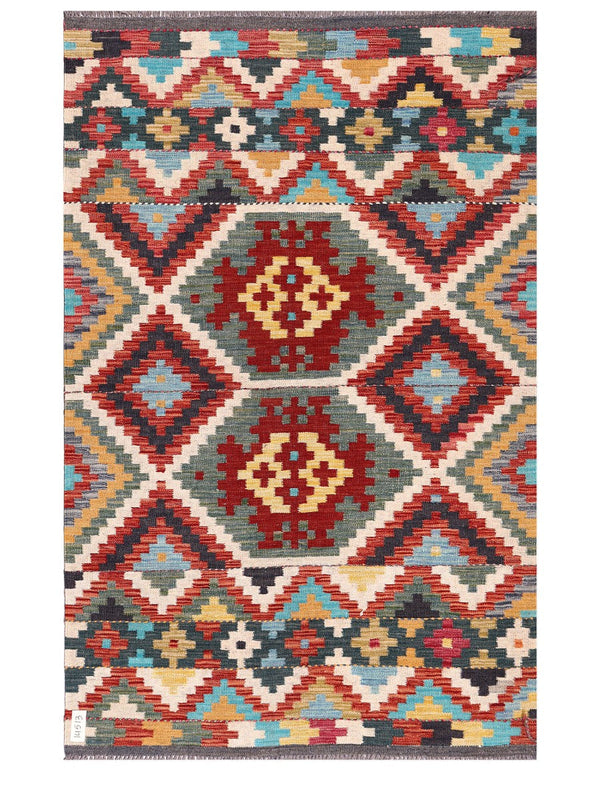 Maimana Afghanistan Kilim Rug - 187 x122 cm