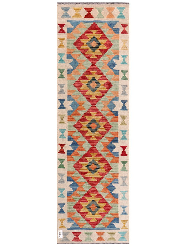 Maimana Afghanistan Kilim Rug - 204 x63 cm