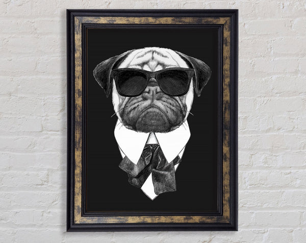 Mafia Pug Dog Framed Print