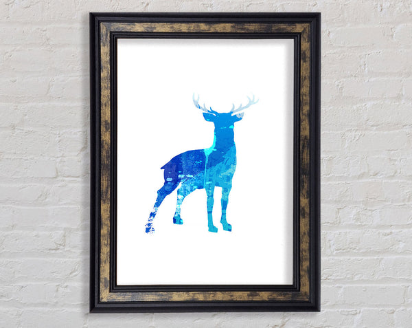 Blue Stag Framed Print