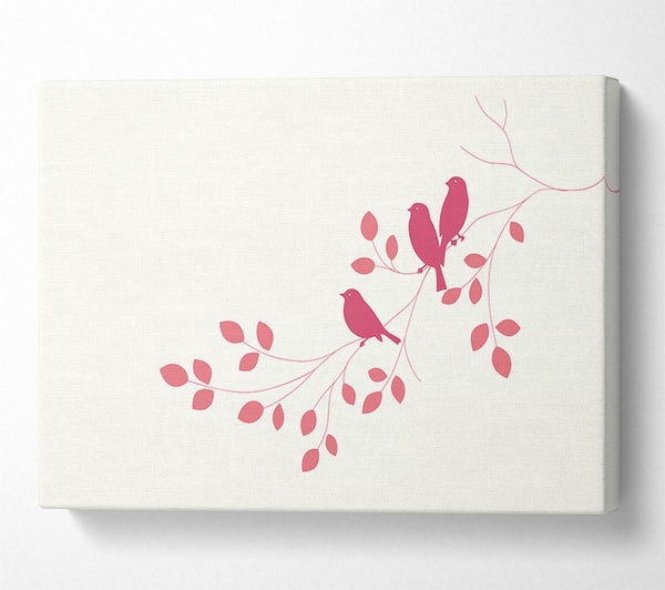  A Canvas Print of Pink Bird Leaves Canvas Art