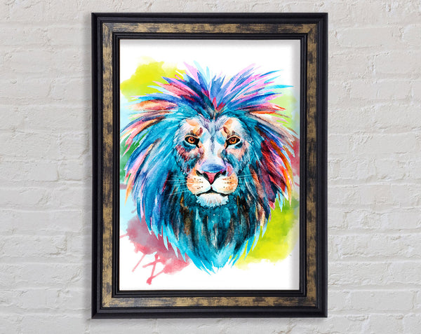 Blue Mained Lion Framed Print