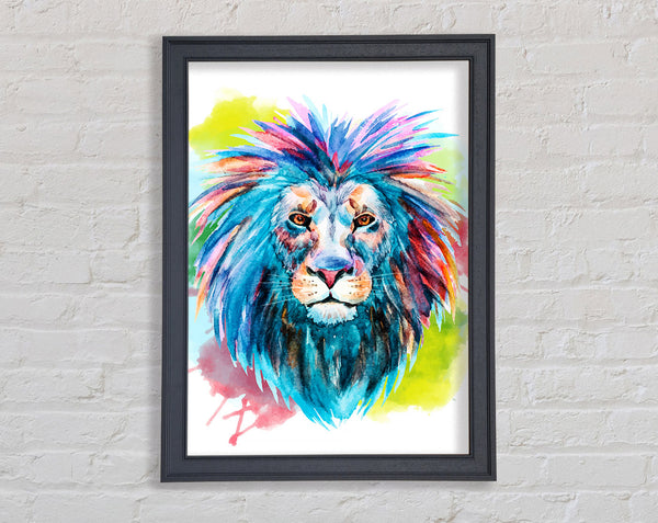 Blue Mained Lion Framed Print