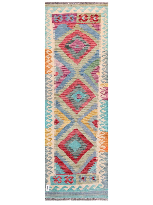 Maimana Afghanistan Kilim Rug - 203 x67 cm