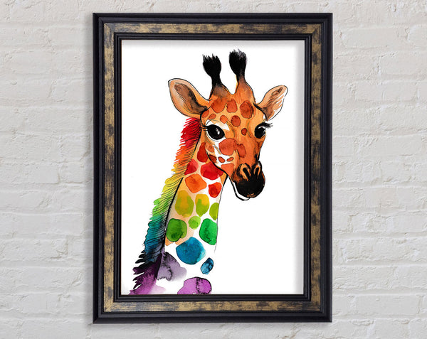 Rainbow Giraffe Framed Print