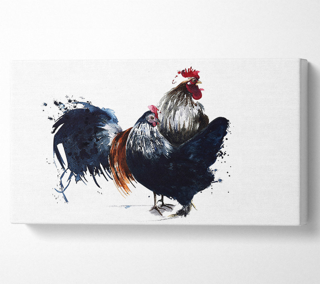  A Canvas Print of Hen Duo Canvas Wall Art
