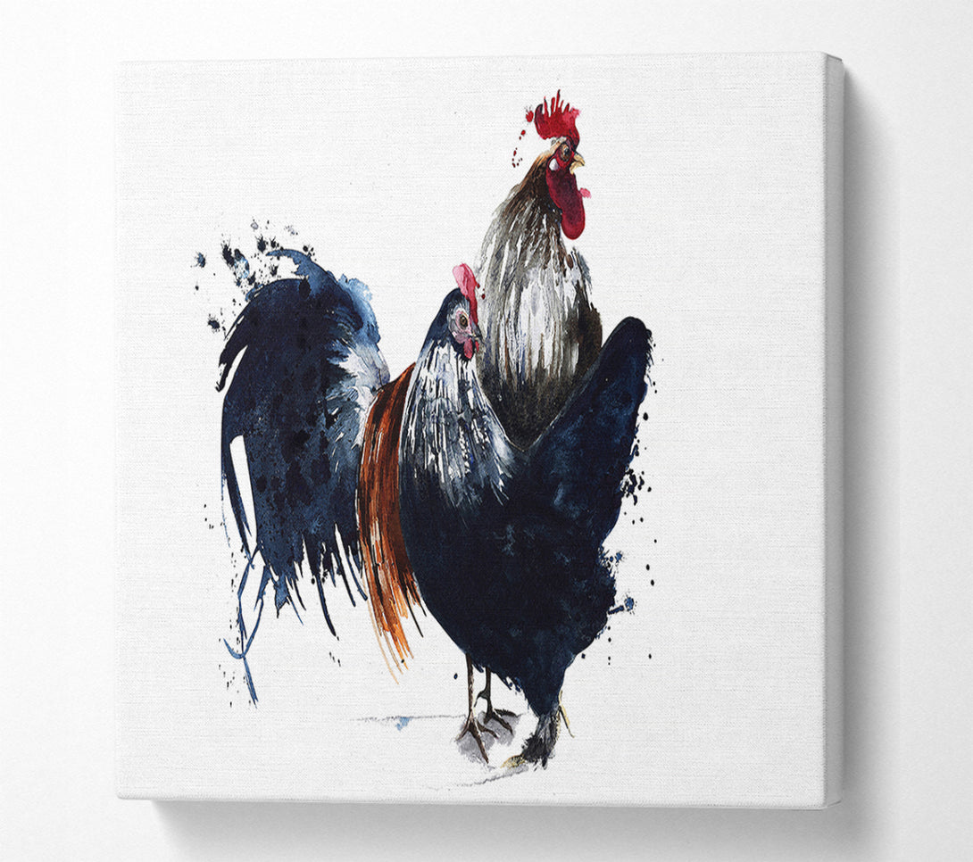  A Canvas Print of Hen Duo Canvas Wall Art