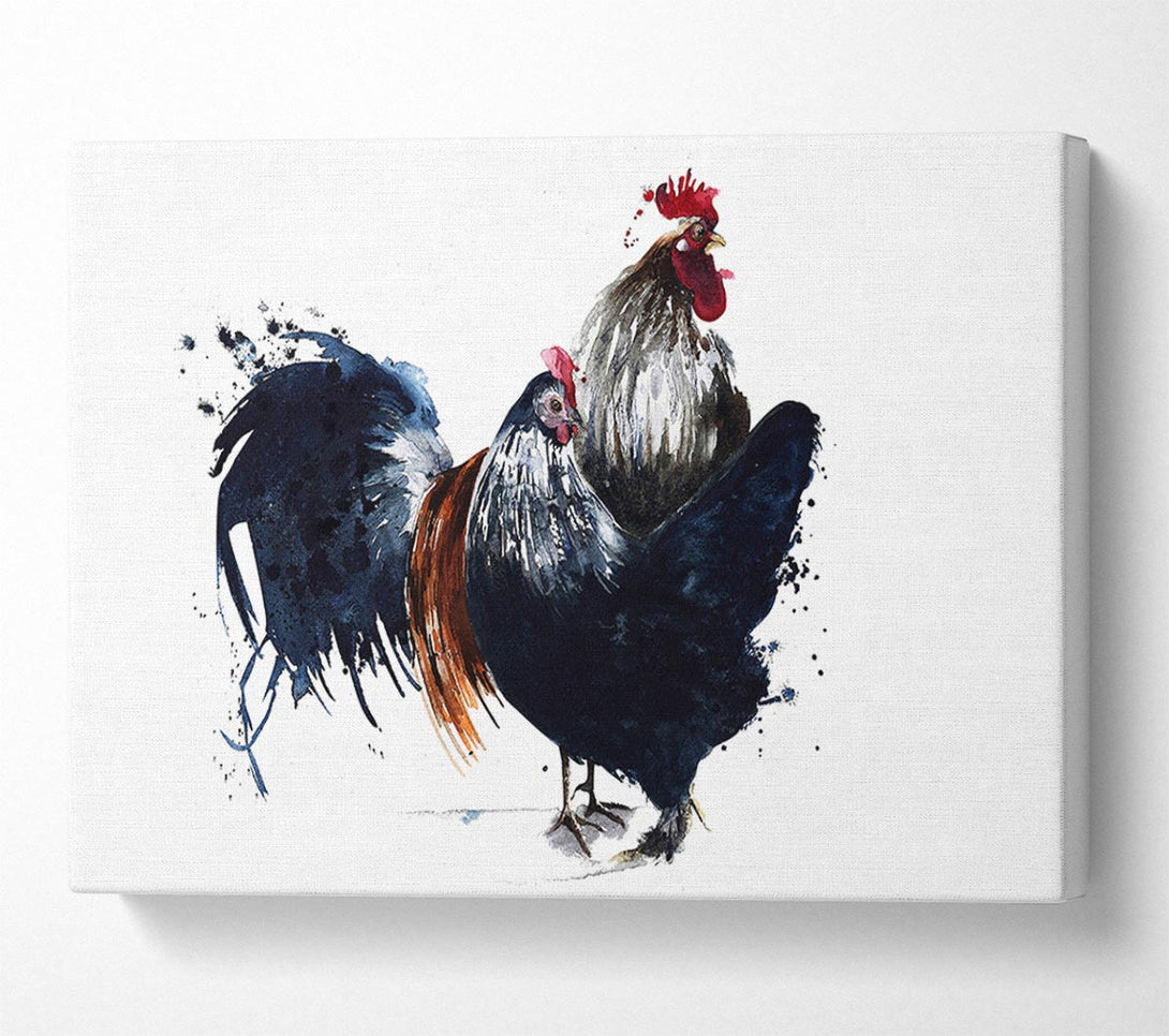  A Canvas Print of Hen Duo Canvas Wall Art